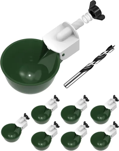 Miniatura 17 de Vasos para beber pollo (paquete de 8) con broca de 3/8 pulgadas, color azul Automatic Poultry Drinker Feeder Kit for Chickens, Ducks, Turkeys