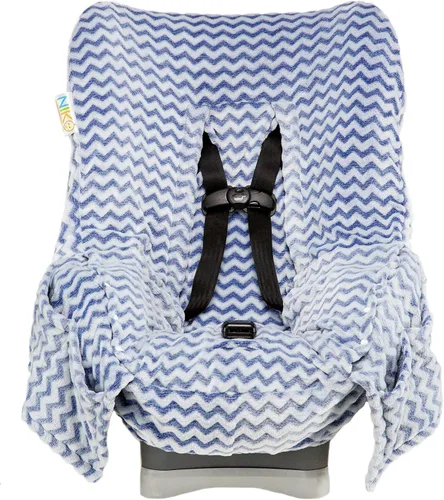 Niko Easy Wash - Funda y forro para asiento de automóvil para niños, diseño Chevron Minky azul, ideal para clima invernal, ajuste universal, probado