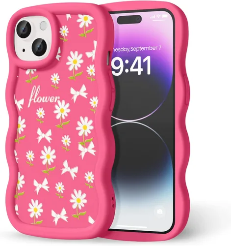 Miniatura 312 de Compatible con iPhone SE/8/7 Funda para Mujeres y Niñas, Marco Ondulado Rizado con Patrón Lindo, Estética Delgada Suave Silicona TPU Parachoques