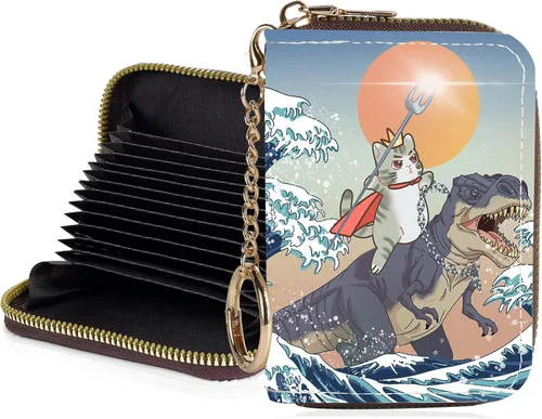 Miniatura 17 de Tarjetero de crédito para mujer, pequeña cartera RFID con cierre de llavero, bonita cartera de piel sintética, carteras para tarjetas de crédito