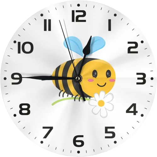 Bee - Reloj de pared para niños, 10 pulgadas, silencioso, sin tictac, fácil de leer, reloj de pared para niños y niñas, decorativo para habitación