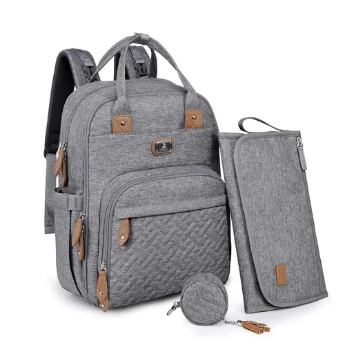Miniatura 19 de Dikaslon - Mochila para pañales con cambiador portátil, funda para chupete y correas para cochecito, bolsas de bebé unisex grandes para niños y Azul