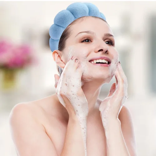 Miniatura 8 de Diadema de spa para lavar la cara, 3 piezas, maquillaje, facial y cuidado de la piel. Banda para la cabeza para el cuidado de la piel de burbujas.