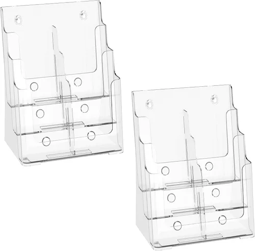 Miniatura 8 de zavekia Soporte acrílico para folletos de 3 niveles de 8.5 x 11 pulgadas, organizador de literatura transparente con divisor extraíble para folletos