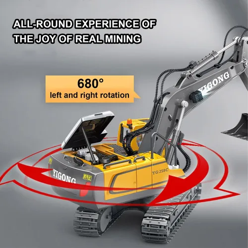 Miniatura 2 de Excavadora de control remoto de 11 canales a control remoto, camión de juguete a escala 1/20, vehículos de construcción de 2.4 Ghz con pala