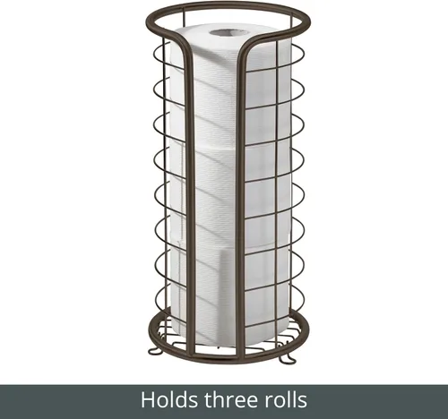 Miniatura 4 de mDesign Soporte de metal para papel higiénico, reserva de almacenamiento para 3 rollos de papel higiénico, soporte de papel higiénico independiente