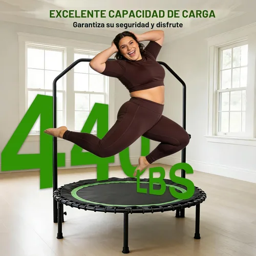 Miniatura 3 de Mini trampolín rebotador de 40 pulgadas para adultos con asa, mini trampolín plegable con cuerdas elásticas, mango de espuma ajustable, estable