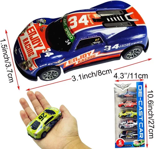 Miniatura 3 de Coches de carreras de tracción hacia atrás, vehículos de carreras de metal de 3 pulgadas, juguetes de fricción de metal para niños pequeños, juego