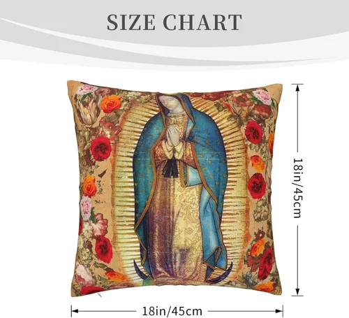 Miniatura 2 de Fundas de almohada de Nuestra Señora de Guadalupe Virgen María de Navidad, funda de almohada cuadrada novedosa decorativa para el hogar, dormitorio