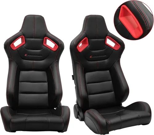 Miniatura 12 de FREEMOTOR802 Asientos universales de carreras, asientos deportivos reclinables con control deslizante de doble bloqueo ajustables, 1 par