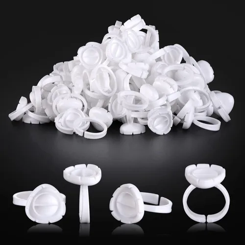 Miniatura 13 de Pretty memory - Anillos de pegamento para extensiones de pestañas, 100 unidades, anillos de pestañas inteligentes, con forma de corazón, soporte