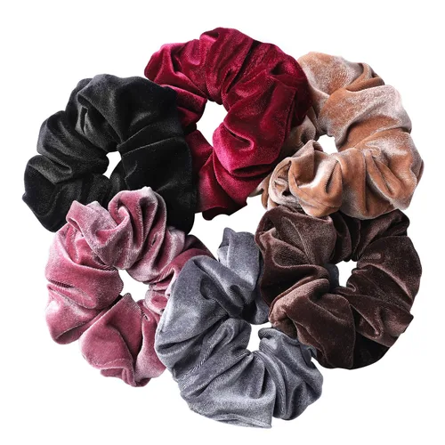 Miniatura 8 de Whaline Coleteros para el cabello con temática de rubor, bandas para el cabello de terciopelo grandes, color rosa, suaves, elásticas, accesorios