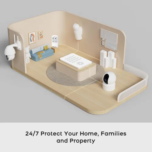 Miniatura 3 de PGST Sistema de seguridad para el hogar, sistema de alarma inalámbrico para el hogar con sensores de movimiento de puerta, teclado inteligente