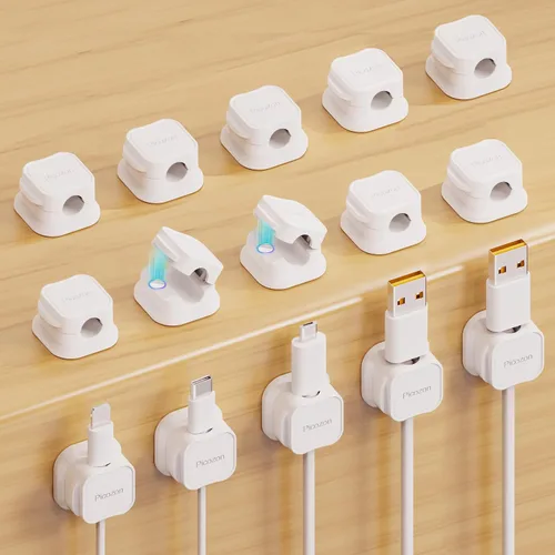 Miniatura 8 de Picozon - Paquete de 6 soportes magnéticos para cables, organizador de cables adhesivos Picozon para teléfono, cargador USB, organizador