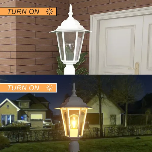 Miniatura 8 de Luces de poste para exteriores, lámpara de poste con enchufe E26, linterna exterior blanca con pantalla de vidrio transparente, iluminación exterior