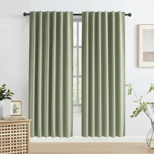 Miniatura 97 de Paneles de cortinas de ventana 100% opacas, con trabillas traseras, bolsillo para barra, gancho, cinturón, aspecto plisado, cortinas para sistema