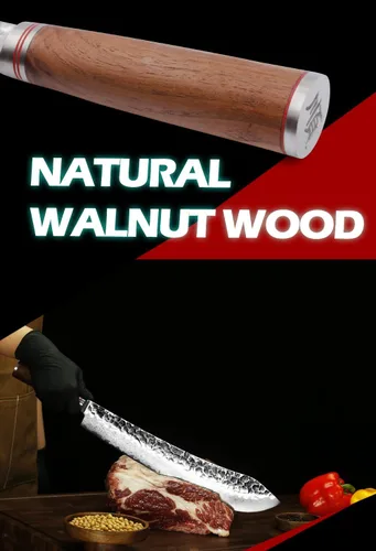 Miniatura 6 de YOUSUNLONG Cuchillo para romper nariz de toro de 14 pulgadas (14.016 in) de longitud extra súper japonés martillado acero Damasco mango de madera