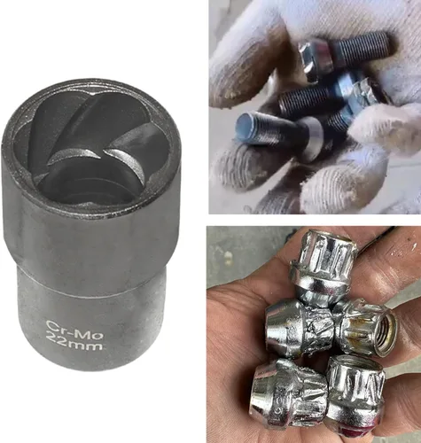 Miniatura 4 de DPTOOL Juego de llaves de tuerca de llanta, extractor de tuercas peladas con bloqueo de rueda, viejo oxidado, dañado, perno de emergencia, quitar