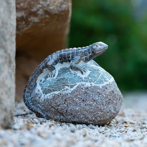 Miniatura 6 de Rezpuao Estatua de jardín de lagarto, decoración solar de lagarto para exteriores, figura de lagartos de resina con luz solar para patio, balcón