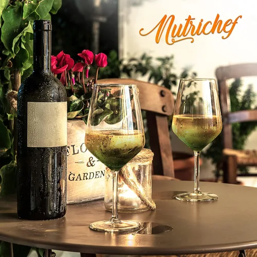 Miniatura 2 de NutriChef Juego de 2 copas de vino tinto o blanco, transparentes de 22 onzas, sin plomo y aptas para lavavajillas, para vino, bebidas, agua