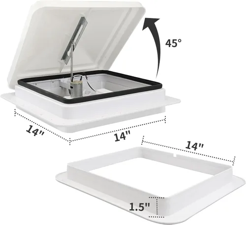 Miniatura 4 de RVMATE Ventilador de ventilación de techo de caravana de 14 x 14, ventilador de escape reversible con control remoto de 12 V con aspas de 6