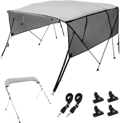 Miniatura 10 de VEVOR Toldo Bimini de 4 Arcos / 3 Arcos, paredes laterales de malla desmontables, toldo de poliéster 600D con marco de aleación de aluminio de 1