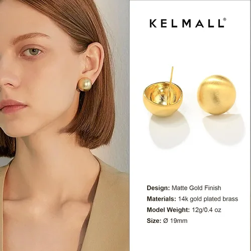 Miniatura 59 de KELMALL Aretes tipo argolla de oro de 14 quilates para mujer, hipoalergénicos, gruesos, redondos, no se deslustra, para orejas sensibles