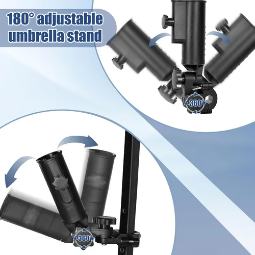 Miniatura 4 de Soporte de paraguas de carrito de golf resistente, base de aleación de aluminio ajustable de 180°, resistente al viento, soporte universal