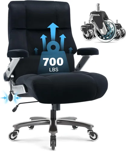 Silla de oficina grande y alta, 700 libras, silla de escritorio ejecutiva con soporte lumbar ajustable, brazos abatibles 3D, ruedas silenciosas