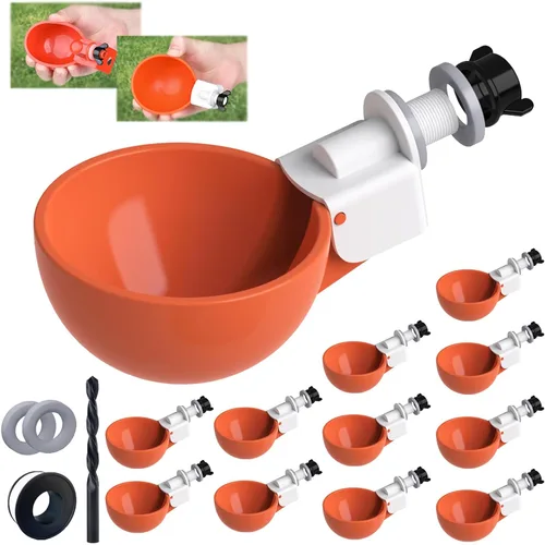 Miniatura 9 de Paquete de 8 tazas grandes automáticas para bebedero de pollo, alimentador de agua para pollo, kit de alimentador de agua para aves de corral