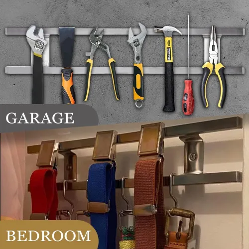Miniatura 6 de YIIYIIN Soporte magnético para cuchillos de 18 pulgadas para montaje en pared, tiras magnéticas para cuchillos con 12 ganchos, acero inoxidable 304
