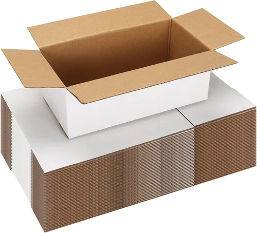 Miniatura 10 de Paquete de 40 cajas de envío pequeñas de 8x6x4 pulgadas, caja de correo de cartón corrugado blanca para envío, embalaje, negocios
