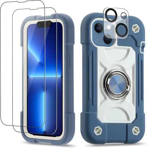 Miniatura 132 de Funda para iPhone 11 de 6.1 pulgadas con soporte de anillo, con 2 protectores de pantalla de vidrio, resistente a los golpes, resistente a