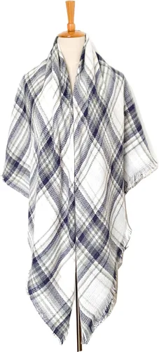 Miniatura 56 de Wander Agio - Bufanda envolvente con diseño a cuadros o triangular para mujer, cálida y larga, de punto, sensación de cachemira, chal