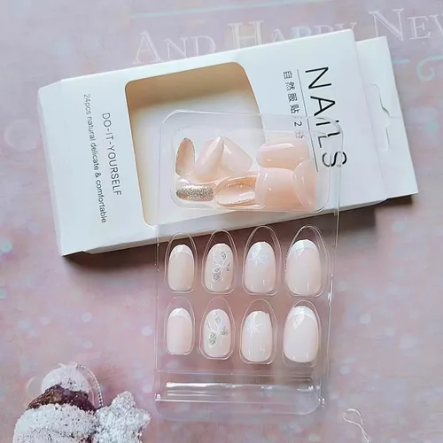 Miniatura 3 de 24 uñas postizas blancas francesas a presión cuadradas cortas – Uñas postizas de Navidad a presión, arco de copo de nieve, puntas de uñas postizas
