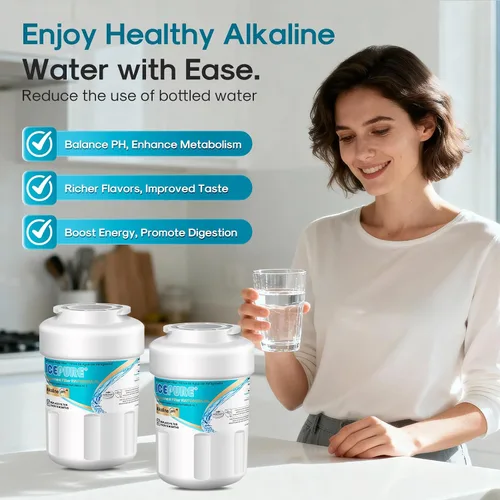 Miniatura 9 de ICEPURE Alkaline RWF0600A-AL Filtro de agua para refrigerador, reemplazo para GE MWF, MWFA, MWFINT, MWFP, GWF, 46-9991, Kenmore® 9991, WFC1201