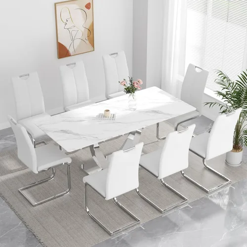Miniatura 36 de yeag Juego de Sillas de Comedor Modernas de 2 Unidades, Sillas de Cocina y de Sala de Estar con Respaldo Alto, con Patas de Metal Cromado Dorado