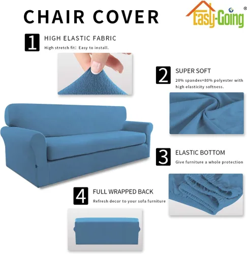 Miniatura 4 de Easy-Going - Funda elástica de microfibra de 2 piezas para sofá, funda suave de elastano, lavable, parte inferior elástica, protector para muebles