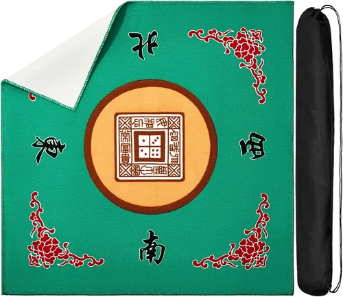 Juexica Tapete Mahjong con bolsa, antideslizante, reducción de ruido, cubierta de mesa de juego de mesa, accesorios de mesa de Mahjong, mantel de