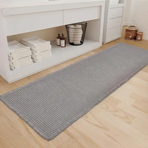 Miniatura 13 de ZALL - Tapete de baño de punto gofre beige, súper absorbente, antideslizante, color crema, 18 x 30 pulgadas, lavable a máquina, ultra suave