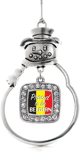 Miniatura 170 de Inspired Silver - Adorno de rodillo de reina - Adorno cuadrado de plata con muñeco de nieve con joyas de circonita cúbica