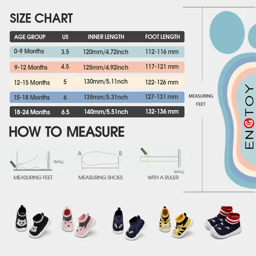Miniatura 2 de Engtoy Baby Sock Shoes Baby Walking Shoes Infant Non-Slip Breathable Slippers with Soft Rubber Sole Baby Boys Girls Slip On Sneakers
