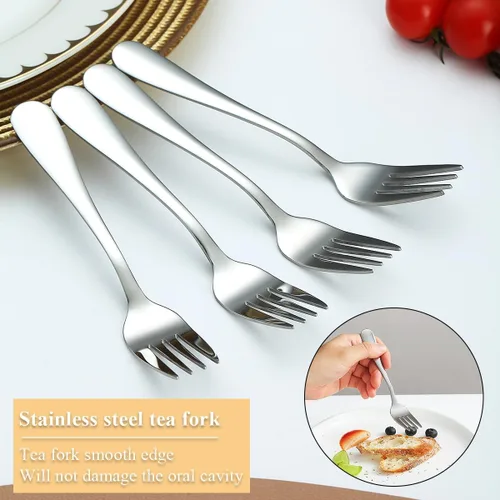 Miniatura 7 de Evanda Juego de Tenedores de Postre de 12 Piezas, Tenedor de Pastelería de Acero Inoxidable de 5.62", Tenedor de Aperitivos para Frutas, Pasteles