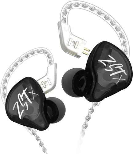 Miniatura 10 de KZ ZST X Monitores intrauditivos, auriculares ZSTX híbridos dinámicos con doble controlador mejorado, auriculares HiFi estéreo IEM con cable Cian