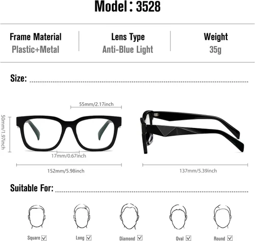 Miniatura 2 de kimorn Lentes de bloqueo de luz azul, antifatiga ocular y protección UV, gafas de marco cuadrado para mujeres y hombres