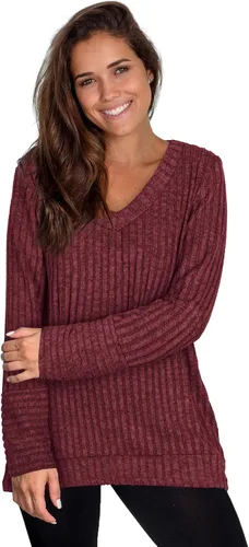 Miniatura 2 de WIHOLL - Suéter de manga larga, con cuello en V, color liso, a la moda para mujer