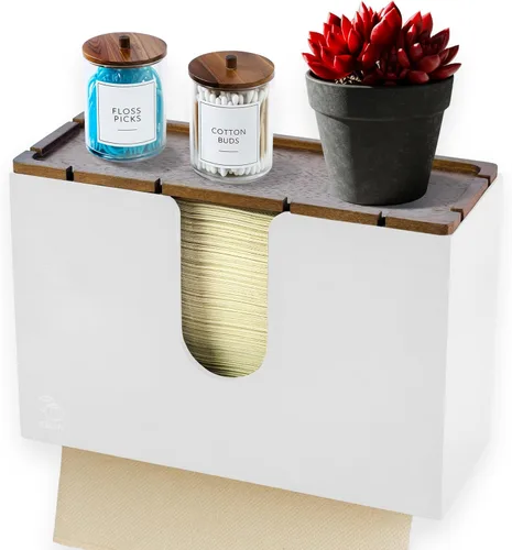 Miniatura 10 de eBun Soporte de toallas de papel plegadas de bambú – Dispensador de toallas de papel para montaje en pared y encimera para baño, cocina y oficina