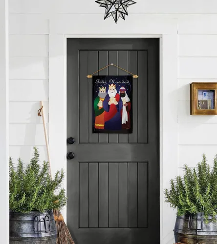 Miniatura 3 de Bandera de jardín de Feliz Navidad, decoración de pared para tres reyes, tapiz religioso para la temporada de la santa familia, letrero de puerta