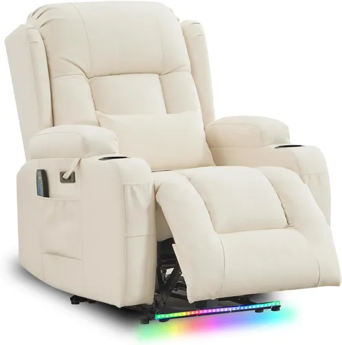 Miniatura 38 de TUNYI Sofá Reclinable Eléctrico Loveseat con Masaje y Calor, Asientos de Cine en Casa con Consola, Sofá Reclinable RV Loveseat con USB/Toma