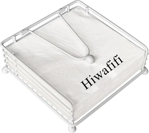 Miniatura 13 de hiwafifi Servilletero para mesa, dispensador de servilletas plano con brazo pesado, soporte cuadrado de papel de cóctel de elegante hierro rústico